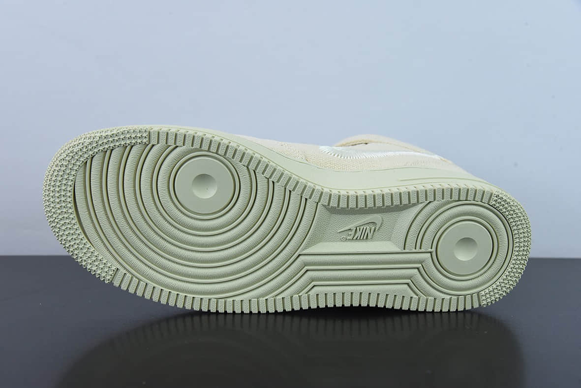 耐克Nike Air Force 1 MID STUSSY 斯图西联名白麻布电绣钩子空军一号中帮休闲板鞋纯原版本 货号：DJ7841-200