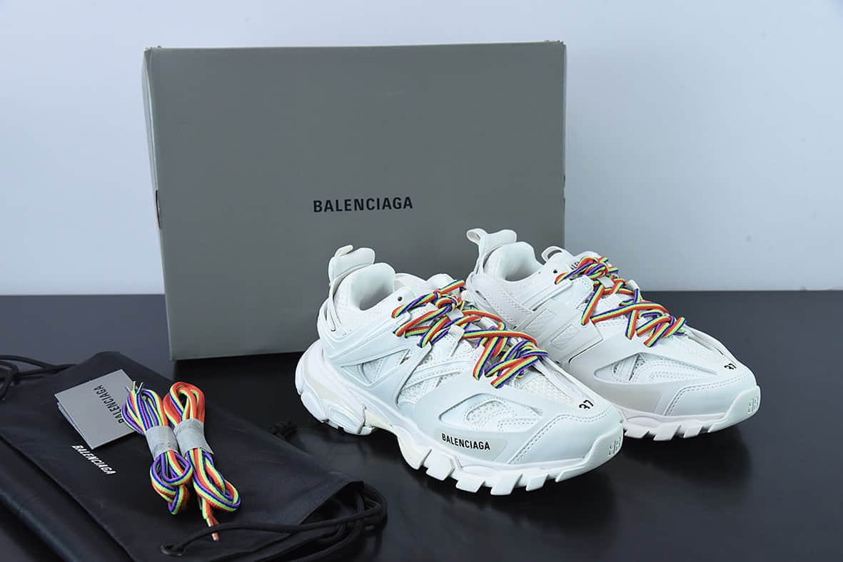 巴黎世家Balenciaga3.0 Track.2 Open Sneaker巴黎世家3.0白彩色低帮老爹鞋纯原版本 货号：542436W3RM19081