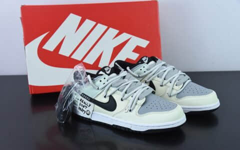 耐克Nike Dunk Low Retro 解构定制配色米黄灰黑笑脸低帮休闲滑板鞋纯原版本 货号：DD1391-100