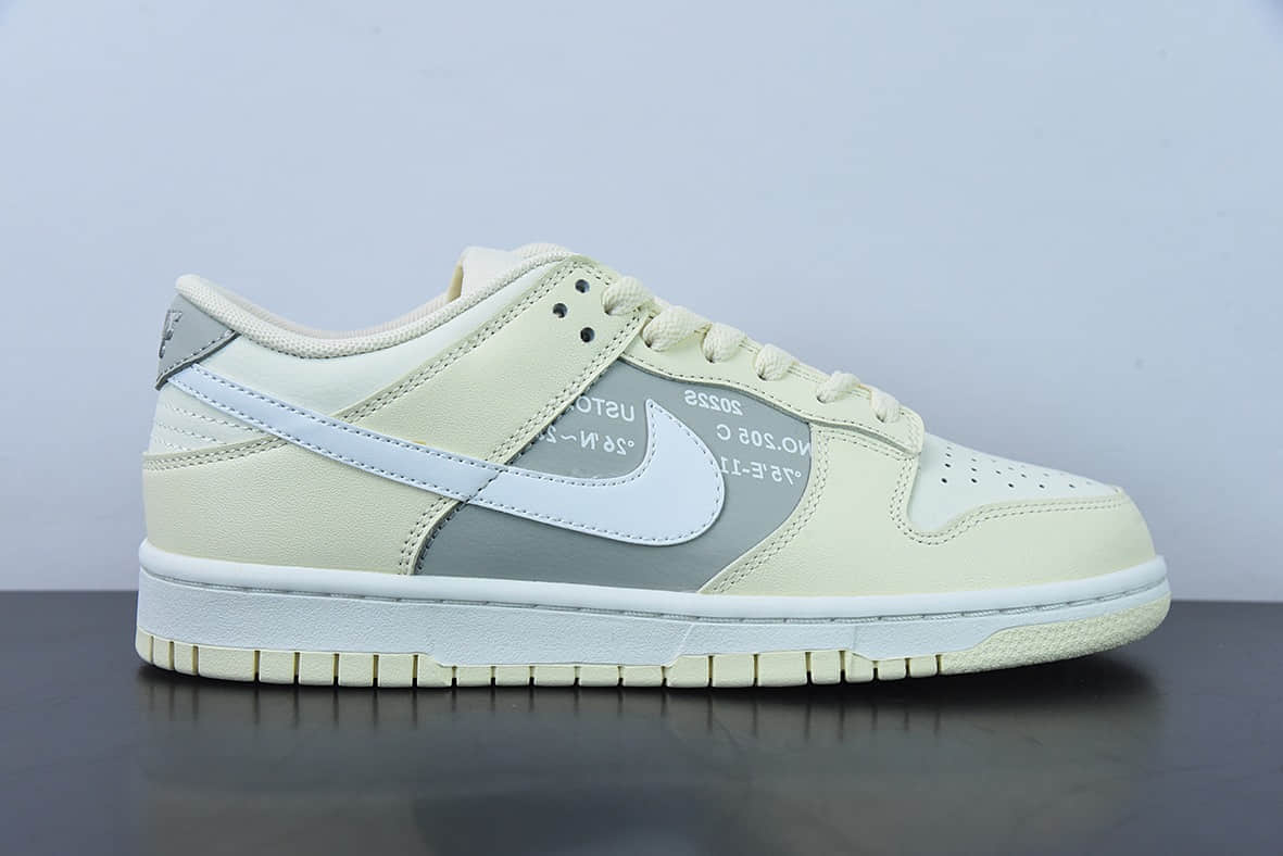 耐克Nike Dunk Low 米白英文定制配色SB扣碎篮板时尚休闲板鞋纯原版本 货号：DD8052-112