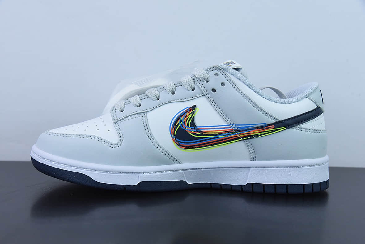 耐克Nike Dunk Low “3D Swoosh灰白彩钩低帮休闲滑板鞋纯原版本 货号：DV6482-100