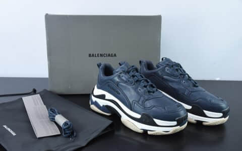 巴黎世家Balenciaga Ad x Balenciaga Triple S 联名款灰蓝复古老爹鞋纯原版本 货号：536737W2FAD4197