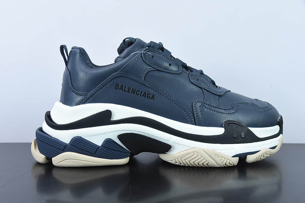 巴黎世家Balenciaga Ad x Balenciaga Triple S 联名款灰蓝复古老爹鞋纯原版本 货号：536737W2FAD4197