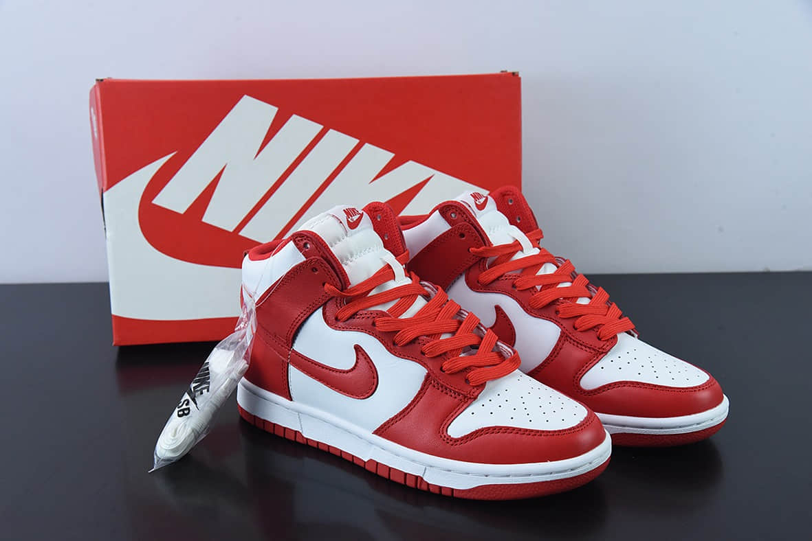 耐克Nike SB Dunk High University Red大学红配色高帮板鞋纯原版本 货号：DD1399-106