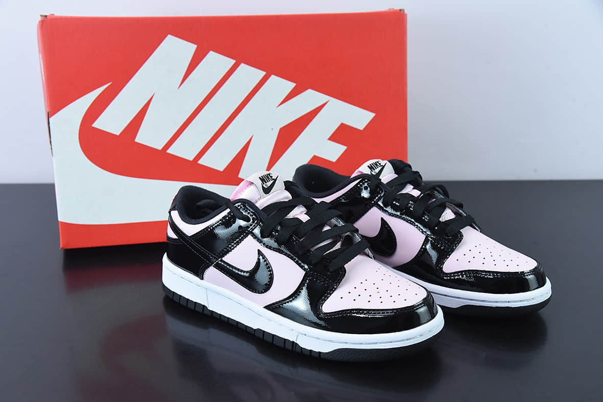 耐克Nike SB Dunk Low ESS Pink Black黑粉漆皮SB低帮休闲滑板鞋纯原版本 货号：DJ9955-600