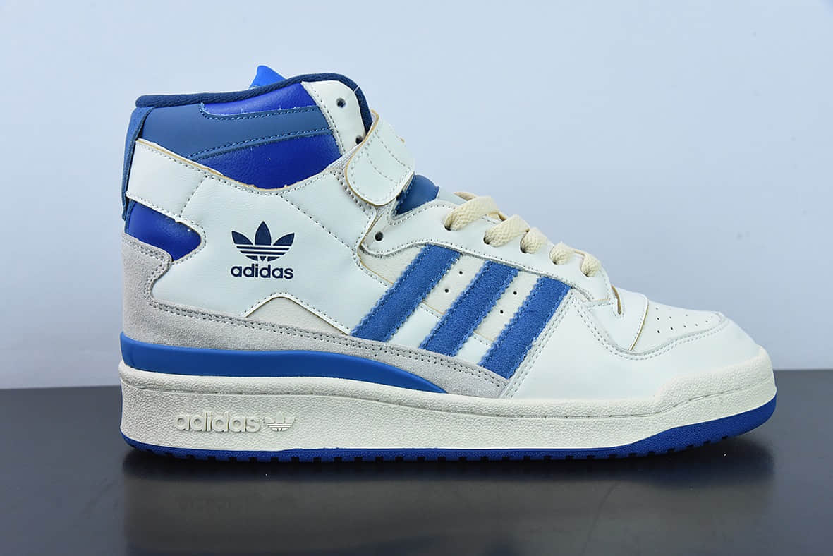 阿迪达斯Adidas Forum 84 HIGH三叶草白蓝高帮经典魔术贴复古板鞋纯原版本 货号：FY7793