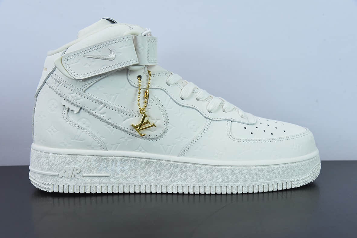 耐克Nike Lv x Nike Air Force 1 路易斯威登驴牌LV联名白金空军一号高帮运动休闲板鞋纯原版本 货号：1A9V8Z