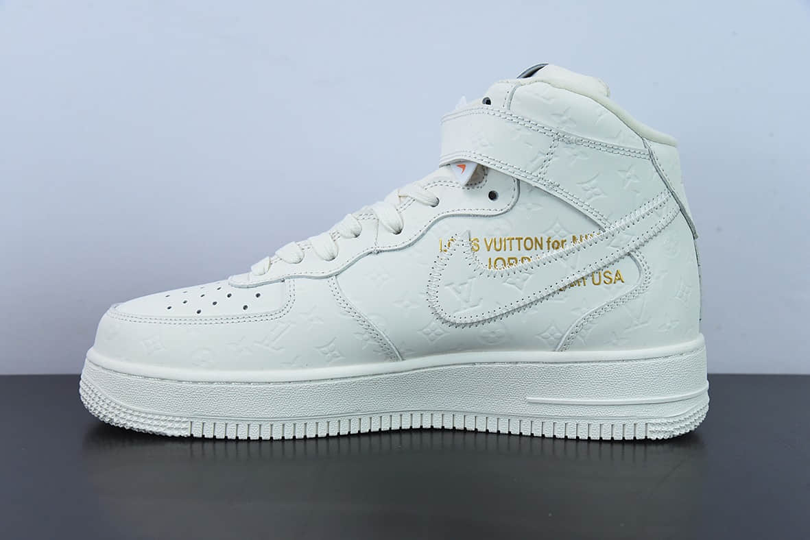 耐克Nike Lv x Nike Air Force 1 路易斯威登驴牌LV联名白金空军一号高帮运动休闲板鞋纯原版本 货号：1A9V8Z