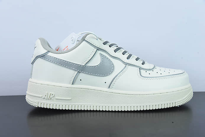 耐克Nike Air Force 1 Low 米白银空军一号3M反光低帮休闲板鞋纯原版本 货号：BQ8228-366