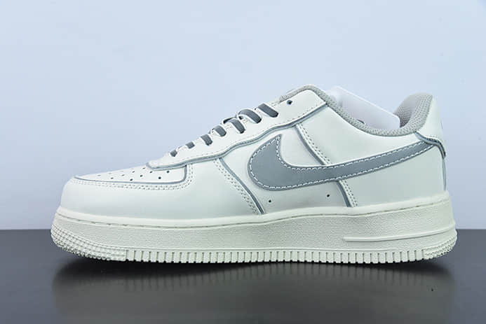 耐克Nike Air Force 1 Low 米白银空军一号3M反光低帮休闲板鞋纯原版本 货号：BQ8228-366