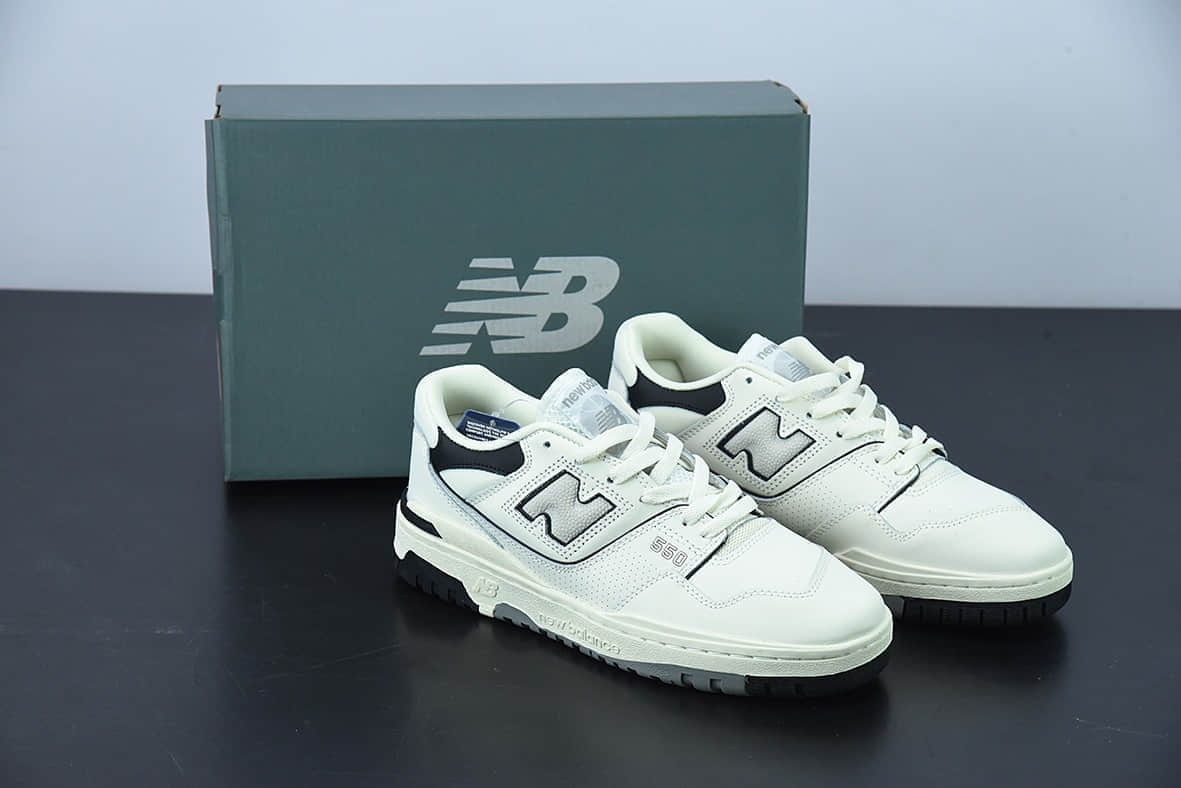 新百伦New Balance BB550系列皮革米白黑灰经典复古低帮休闲运动篮球板鞋纯原版本 货号：BB550LWT