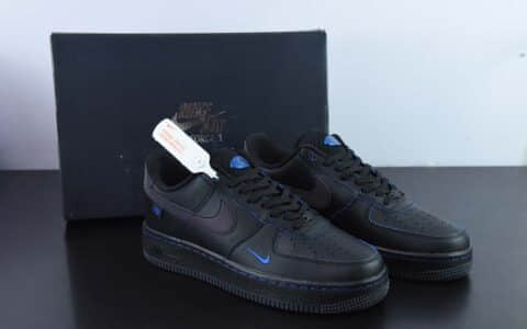 耐克Nike Air Force 1 '07 Low QSBlackBlue Mini Swoosh黑宝蓝反光小钩空军一号经典低帮板鞋纯原版本 货号：FB1840-100