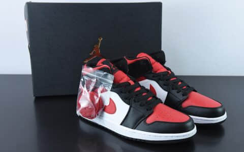 乔丹Air Jordan 1 Mid 黑红脚趾中帮篮球鞋纯原版本 货号：554724-079