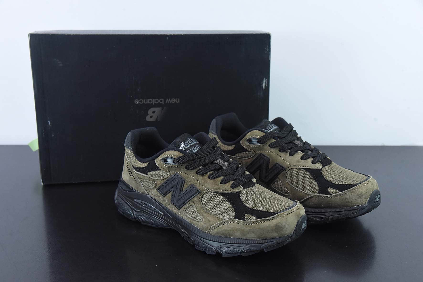 新百伦New Balance JJJJound x New Balance 990 v3联名款棕绿黑复古低帮休闲跑步鞋纯原版本 货号：M990JJ3