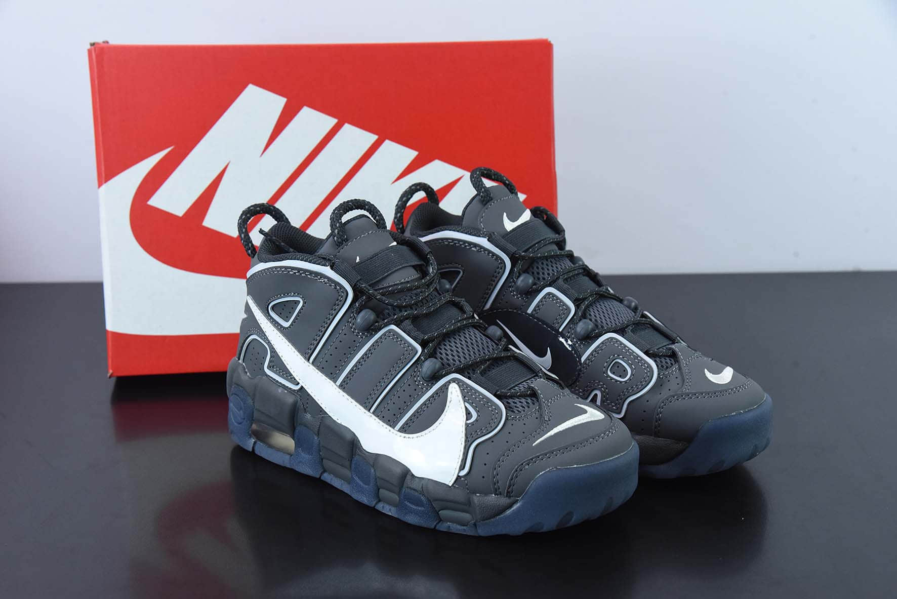 耐克Nike Air More Uptempo‘96“CopyPaste”（GS）皮蓬初代大AIR磨砂黑白蓝色篮球鞋纯原版本 货号：DQ5014-068