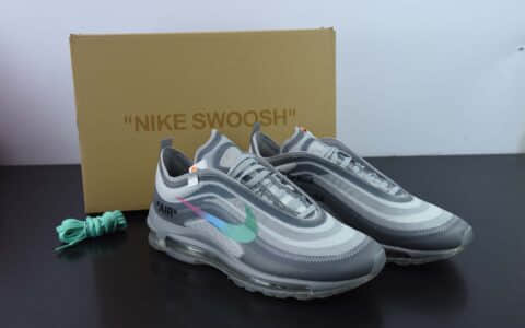 耐克Nike OFF-WHITE x Nike Air Max 97 Menta子弹彩虹钩OW联名款气垫跑步鞋纯原版本 货号：AJ4585-101