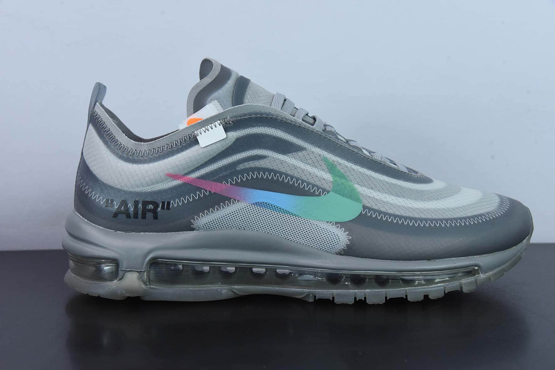 耐克Nike OFF-WHITE x Nike Air Max 97 Menta子弹彩虹钩OW联名款气垫跑步鞋纯原版本 货号：AJ4585-101