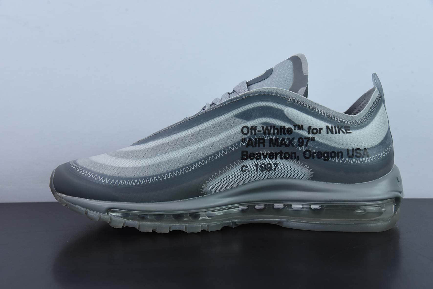 耐克Nike OFF-WHITE x Nike Air Max 97 Menta子弹彩虹钩OW联名款气垫跑步鞋纯原版本 货号：AJ4585-101