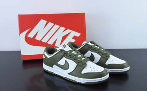 耐克Nike Dunk Low “Medium Olive” 白橄榄绿低帮休闲滑板鞋纯原版本 货号：DD1503-120