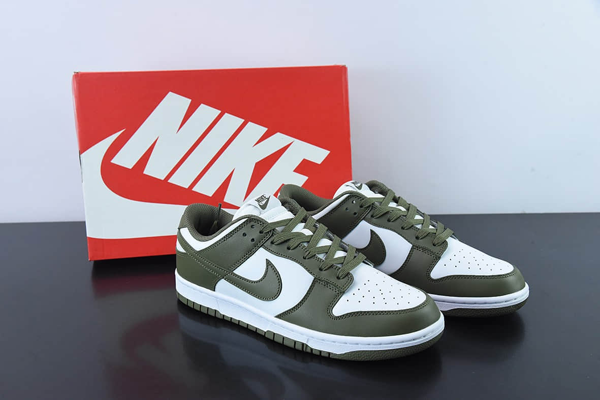 耐克Nike Dunk Low “Medium Olive” 白橄榄绿低帮休闲滑板鞋纯原版本 货号：DD1503-120