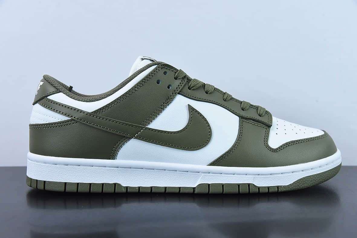 耐克Nike Dunk Low “Medium Olive” 白橄榄绿低帮休闲滑板鞋纯原版本 货号：DD1503-120