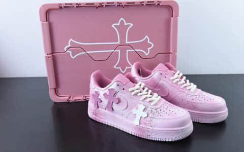 耐克Nike Chrome Hearts X AIR FORCE 1 克罗心联名做旧泼墨 “粉”空军一号低帮休闲板鞋纯原版本 货号：CW2288-111