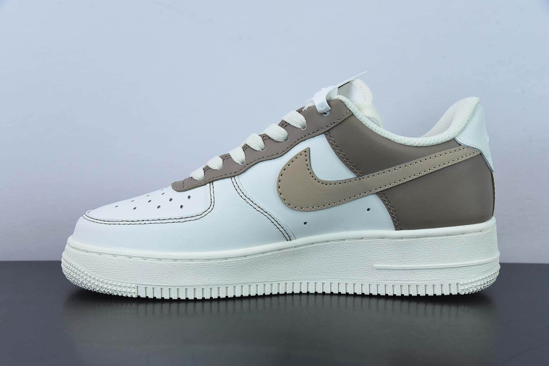 耐克Nike Air Force 1米白摩卡棕空军一号低帮运动休闲板鞋纯原版本 货号：DT0226-303