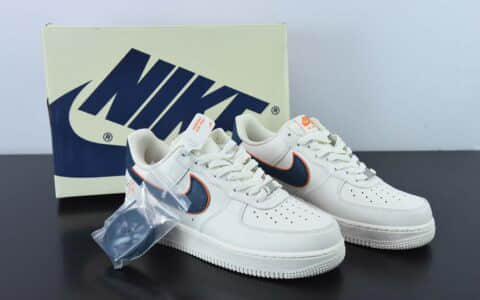 耐克Nike Air Force 1 '07 LowChina中国限定米黄白海军蓝橙空军一号低帮休闲板鞋纯原版本 货号：BS8871-101