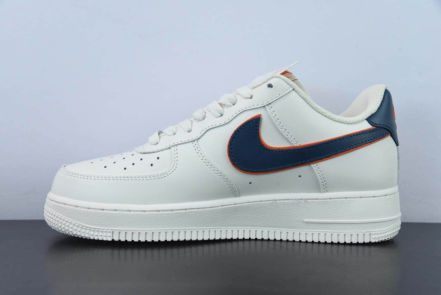 耐克Nike Air Force 1 '07 LowChina中国限定米黄白海军蓝橙空军一号低帮休闲板鞋纯原版本 货号：BS8871-101