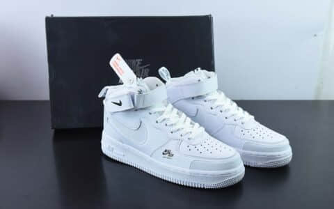 耐克Nike Air Force 1 MID Premium 皮革白小黑钩子3M钩空军一号中帮帮休闲板鞋纯原版本 货号：CU3088-606