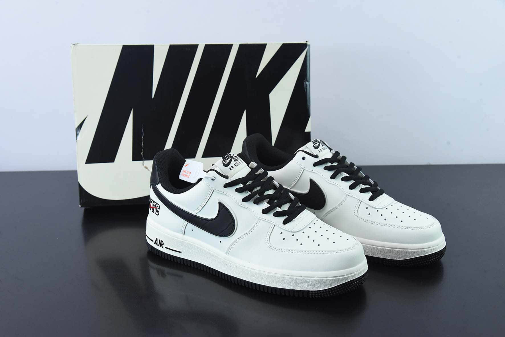 耐克Nike Air Force 1 07 Low “米黑鳄鱼皮”纽约限定空军一号低帮休闲板鞋纯原版本 货号：LG4596-336