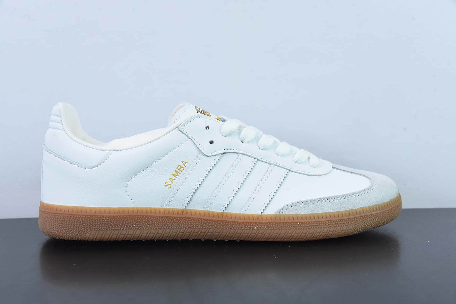 阿迪达斯Adidas Originals Samba TEAM 西甲皇家马德里白生胶复古桑巴板鞋纯原版本 货号：HQ7032