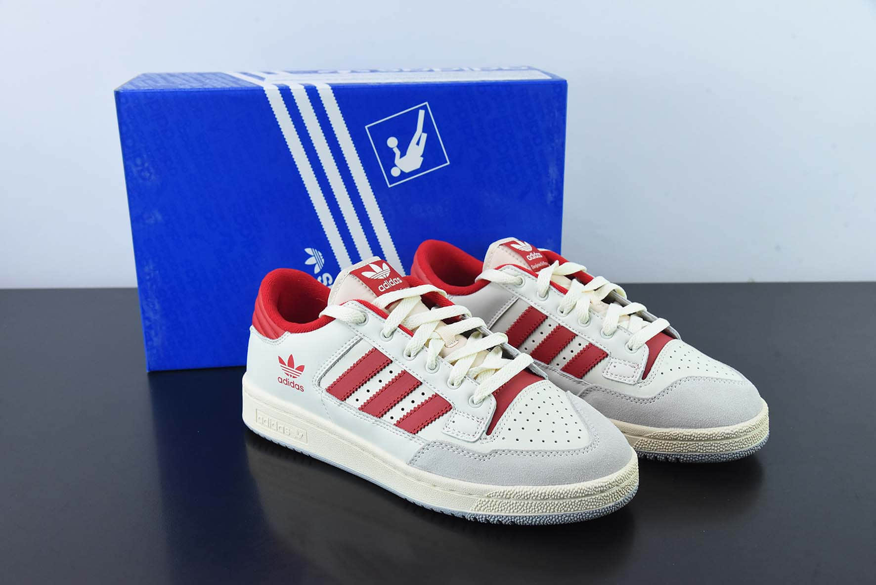 阿迪达斯Adidas Originals Centennial 85 Low白红复古低帮休闲板鞋纯原版本 货号：HQ6278