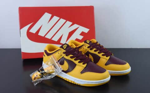 耐克Nike Dunk Low “Arizona State” 亚利桑那州大学联名黄酒红低帮休闲滑板鞋纯原版本 货号：DD1391-702