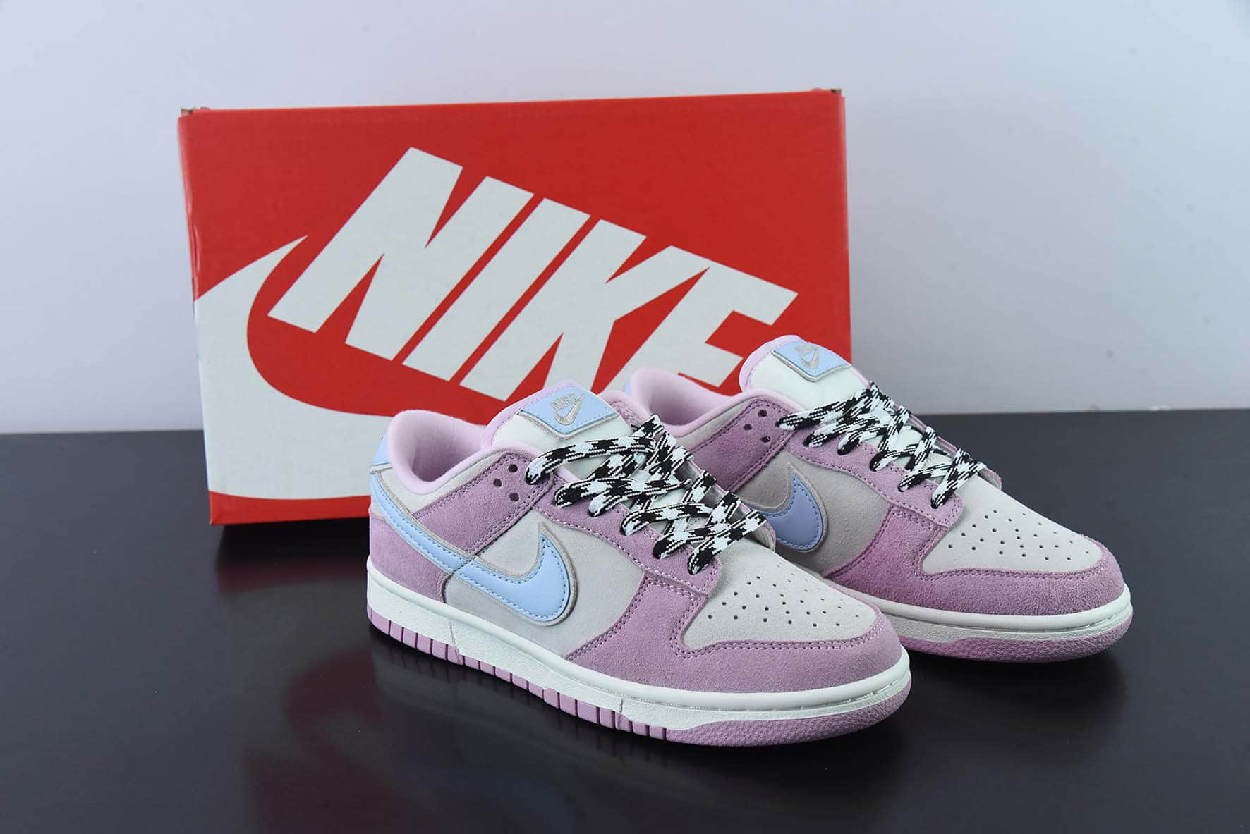 耐克Nike Dunk Low Pink Suede 粉蓝低帮休闲滑板鞋纯原版本 货号：DO7412-901