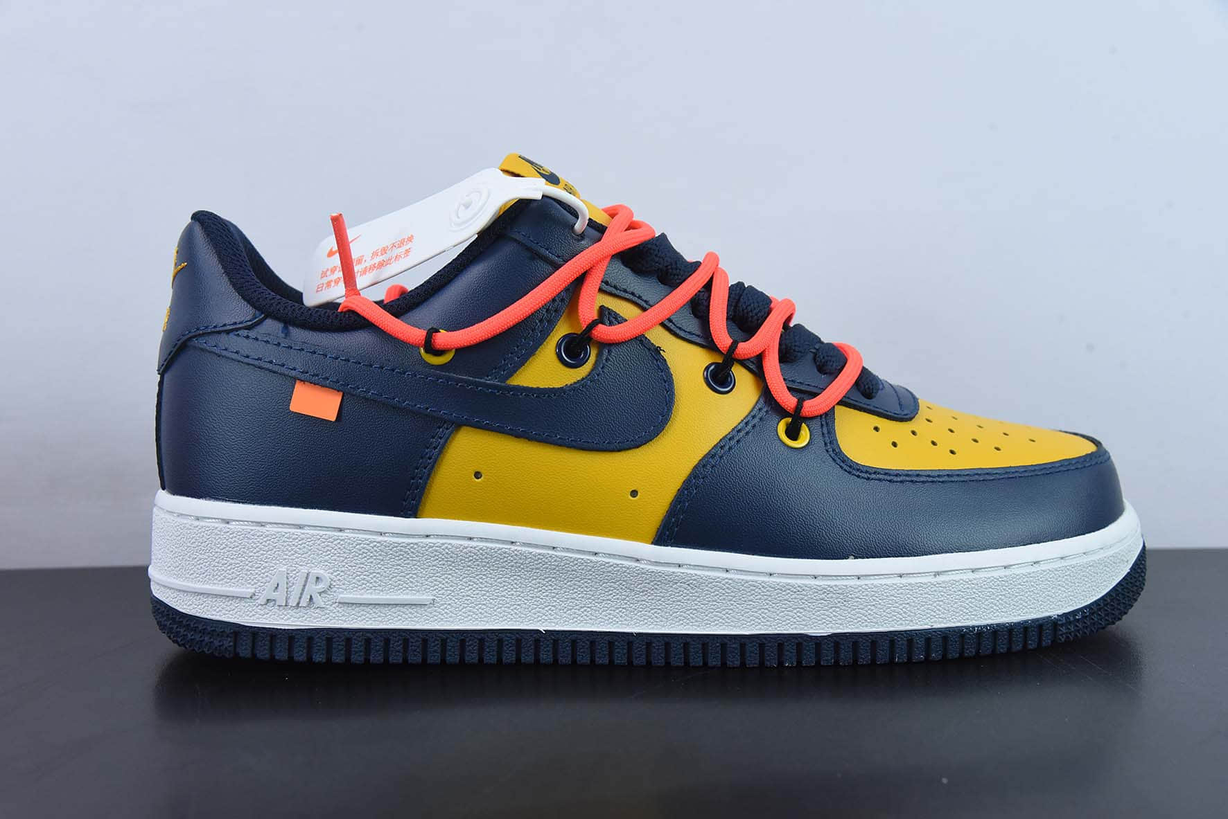 耐克Nike Air Force 1'07 Low 黄蓝绑带解构空军一号休闲运动板鞋纯原版本 货号：CV1724-116