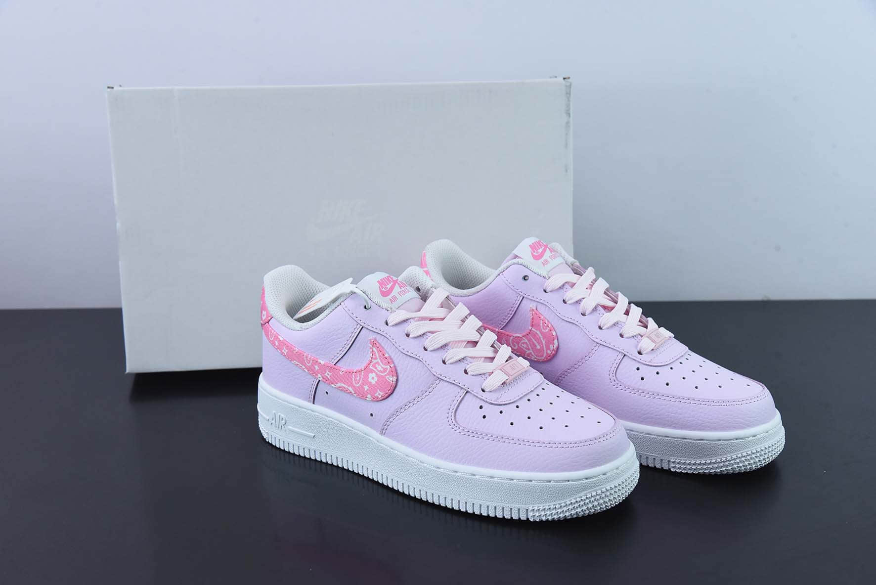 耐克Nike Air Force 1 Low 粉腰果花雾霾紫空军一号低帮休闲运动板鞋纯原版本 货号：FD1448-664