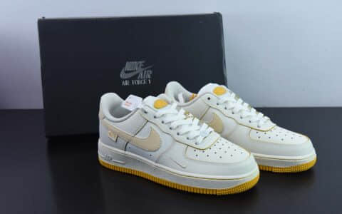 耐克Nike Air Force 1 AF1 米黄刺绣空军一号低帮休闲板鞋纯原版本 货号：FB1839-222