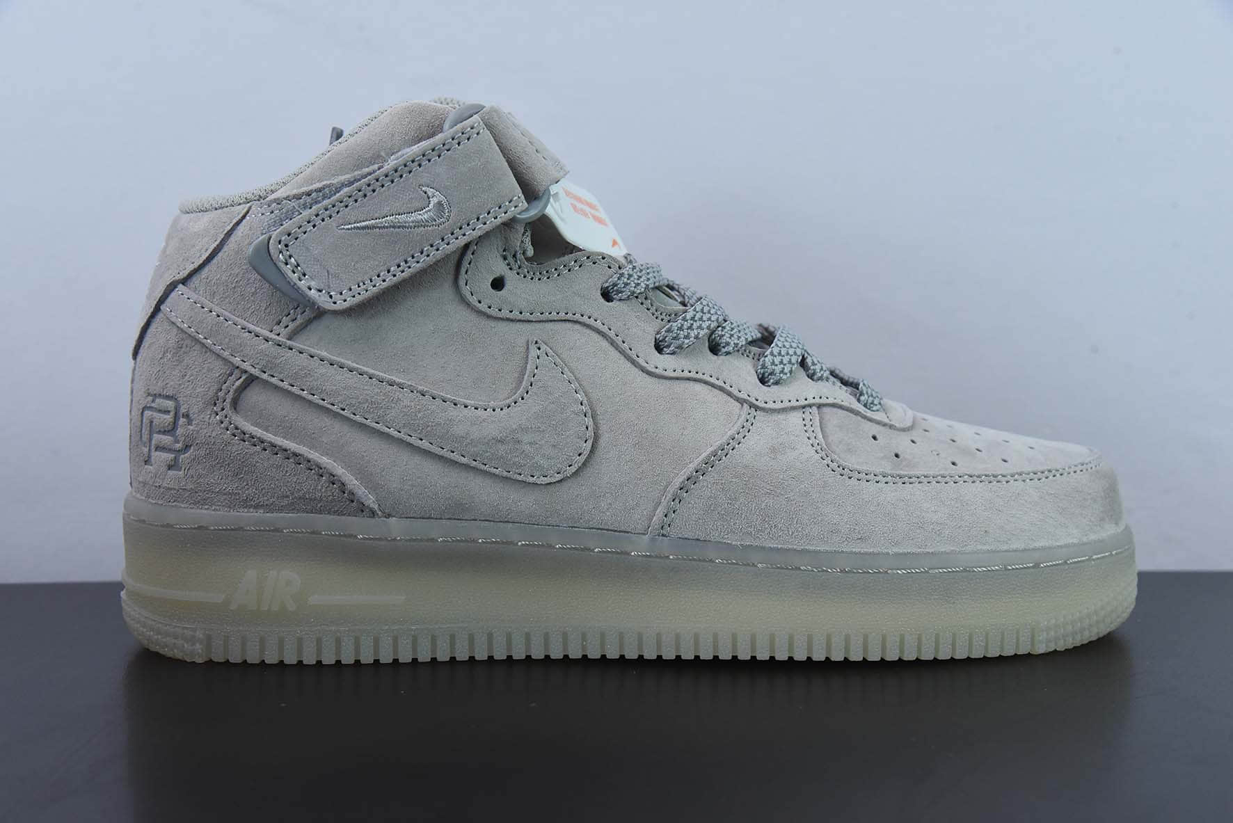 耐克Nike Air Force1 MID x Reigning Champ 卫冕冠军灰麂皮四代空军一号中帮休闲板鞋纯原版本 货号：GB1119-198