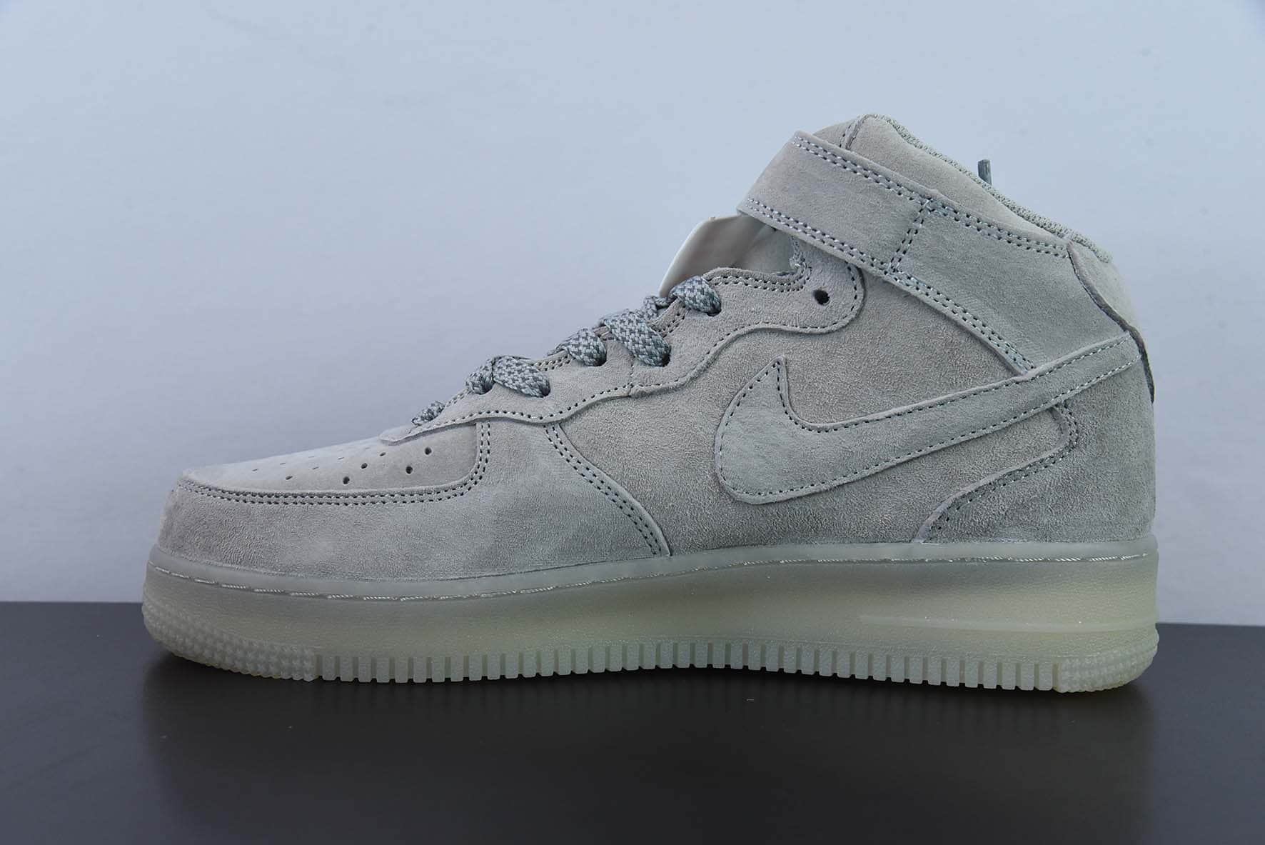 耐克Nike Air Force1 MID x Reigning Champ 卫冕冠军灰麂皮四代空军一号中帮休闲板鞋纯原版本 货号：GB1119-198