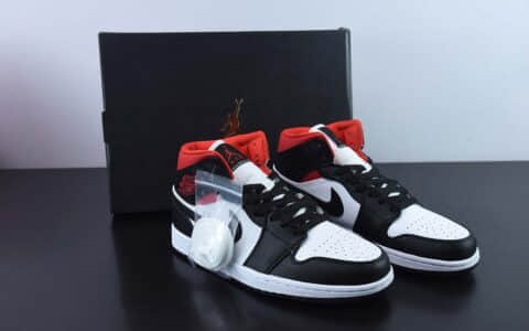 乔丹Air Jordan 1 Mid AJ1 乔1禁止转卖黑白红中帮篮球鞋纯原版本 货号：BQ6472-061