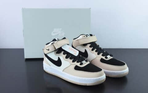 耐克Nike Air Force 1 Mid '07 “米黄黑”奶茶配色中帮空军一号休闲板鞋纯原版本 货号：HD2523-156