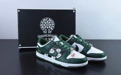 耐克Nike SB Dunk Low 白绿克罗心趣味涂鸦SB低帮休闲滑板鞋纯原版本 货号：DD1391-101