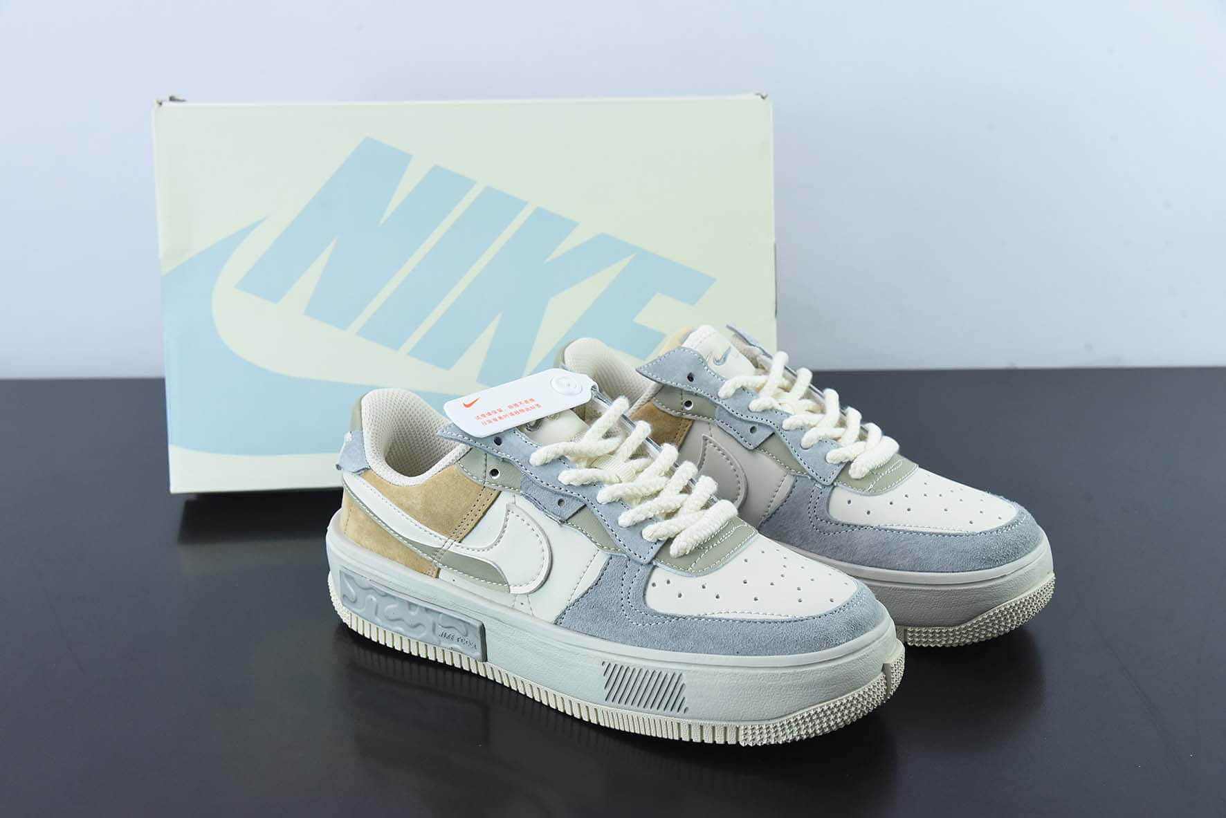 耐克Nike Air Force 1 AF1 白灰棕解构空军丰塔卡系列低帮休闲板鞋纯原版本 货号：CW6688-802