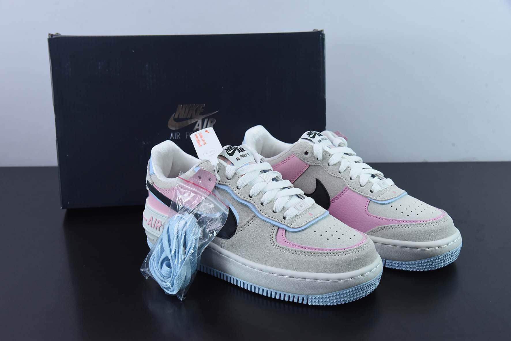 耐克Nike Air Force 1 Shadow 白黑粉空军一号马卡龙全新少女系解构轻量增高低帮百搭板鞋纯原版本 货号：DX3358-100