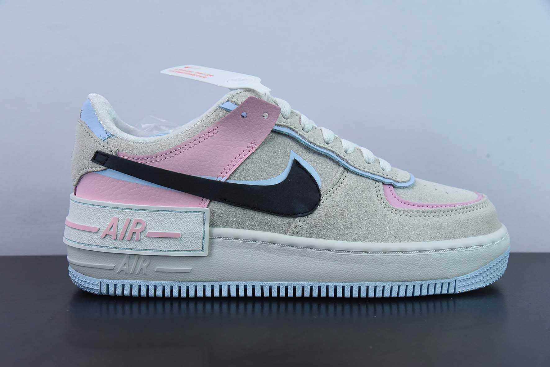 耐克Nike Air Force 1 Shadow 白黑粉空军一号马卡龙全新少女系解构轻量增高低帮百搭板鞋纯原版本 货号：DX3358-100