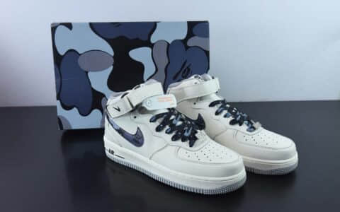 耐克Nike Bape×Nike Air Force 1 Mid“黑迷彩配色”空军一号中帮休闲板鞋纯原版本 货号：AP3696-023