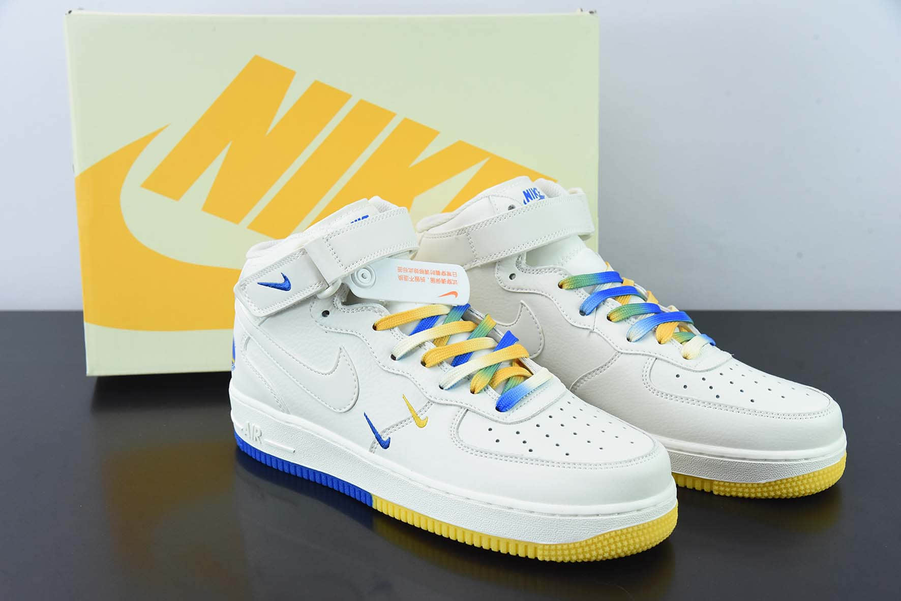 耐克Nike Air Force 1 Mid'07 米蓝黄金州勇士城市限定中帮空军一号休闲板鞋纯原版本 货号：GT5663-306