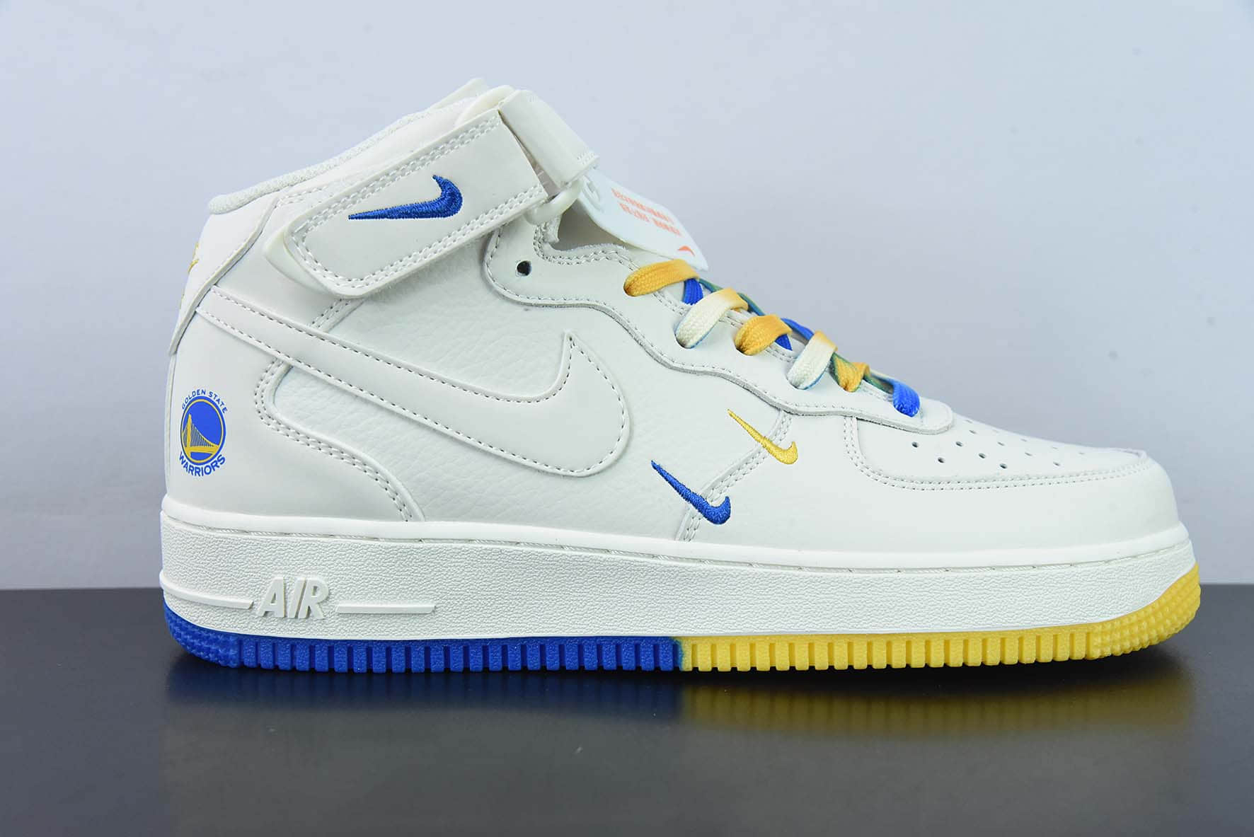 耐克Nike Air Force 1 Mid'07 米蓝黄金州勇士城市限定中帮空军一号休闲板鞋纯原版本 货号：GT5663-306