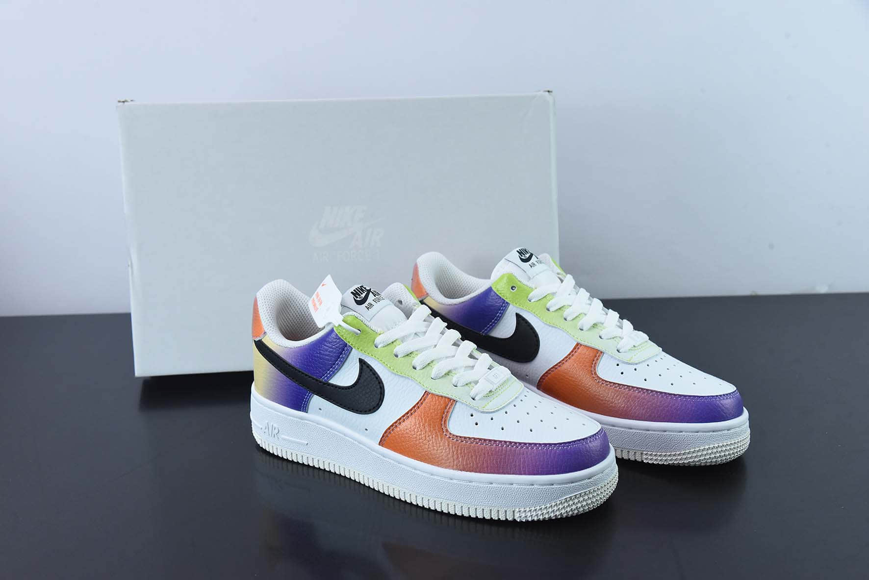 耐克Nike Air Force 1 '07 LowWhiteBlack-Bright Maroon皮革白黑渐变扎染空军一号经典百搭休闲运动板鞋纯原版本 货号：FD0801-100